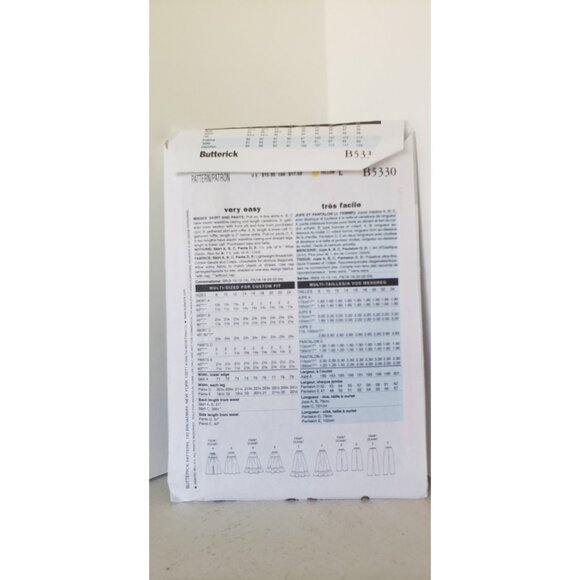 Butterick Skirt Pants Sewing Pattern B5330 UNCUT Size 8-14 - Picture 2 of 10